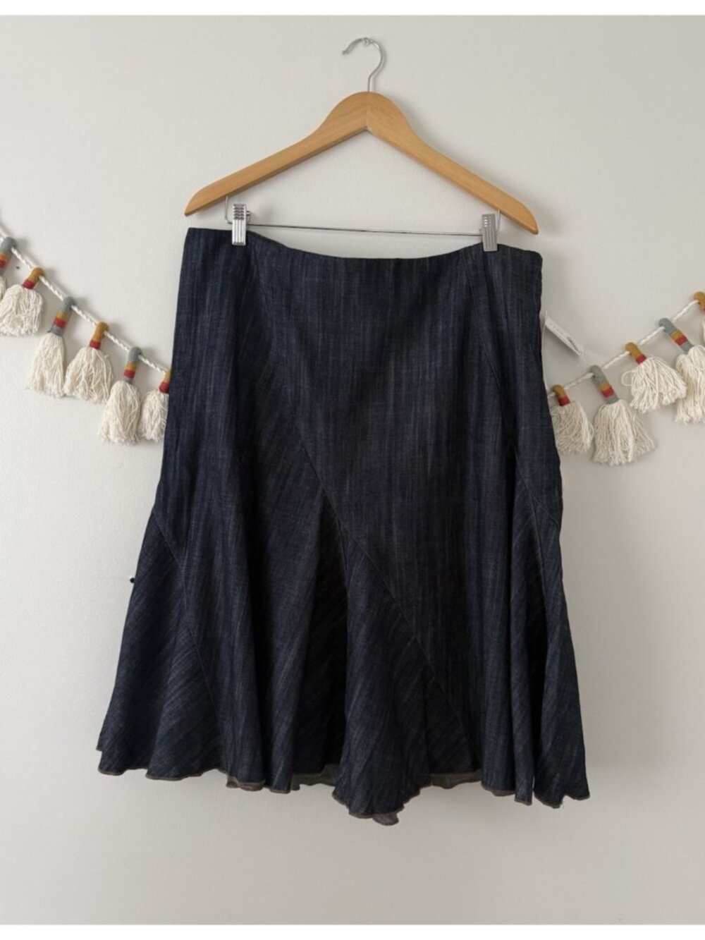 VTG Tommy Hilfiger Aline Denim Flare Midi Skirt Y2K 90s Retro Dark Wash NWT 16